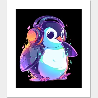 Cooler Penguin With Headphones Posters and Art